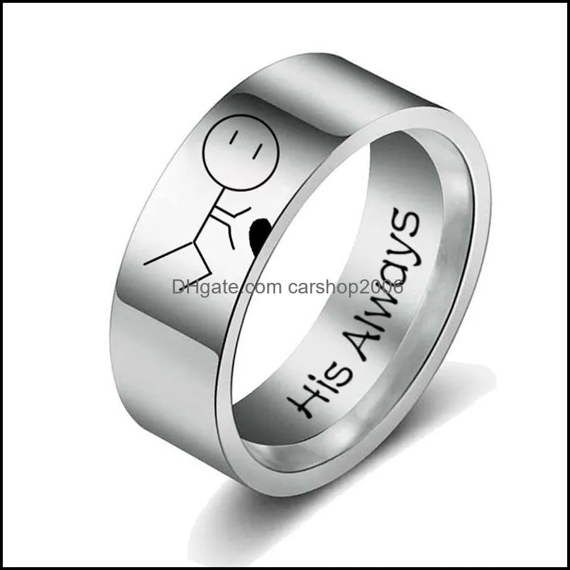 his always her forever couple ring simple wedding engagement lovers rings valentine`s present