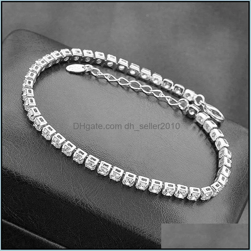 fashion elegant women bracelet full rhinestone gold silver color single row zircon bracelet