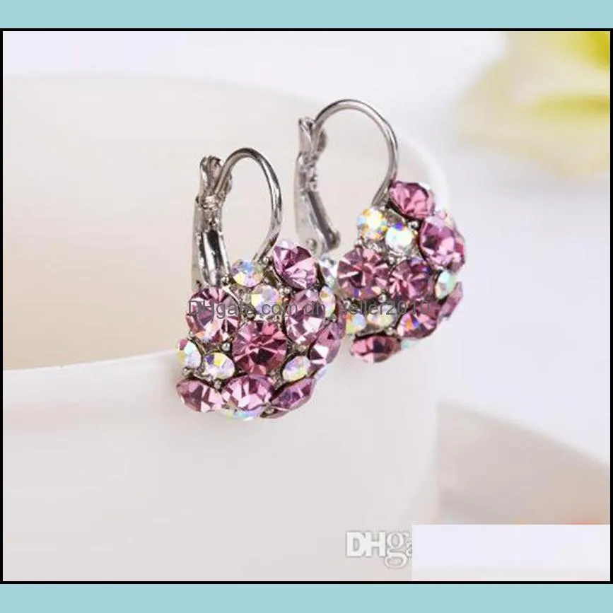 stud earrings for women fashion elegant simple inlay diamond pendant big gold silver crystal earrings for women