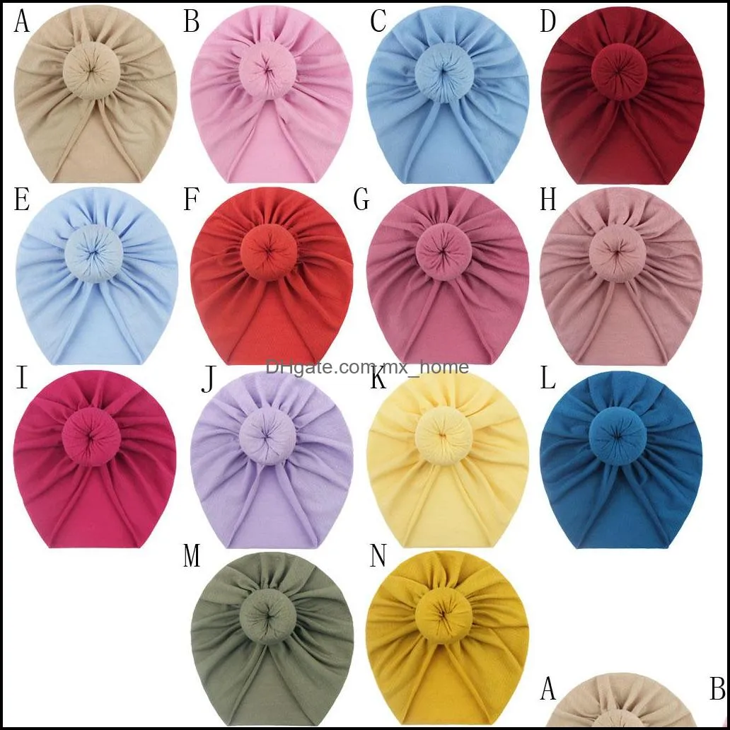 15723 infant baby hat knot headwear child toddler kids children beanies turban donuts hats