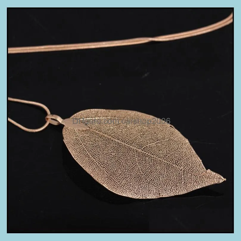 gold chain necklace fashion women men jewelry maxi necklace rose gold color chain real charm pendant necklaces & pendants leaf