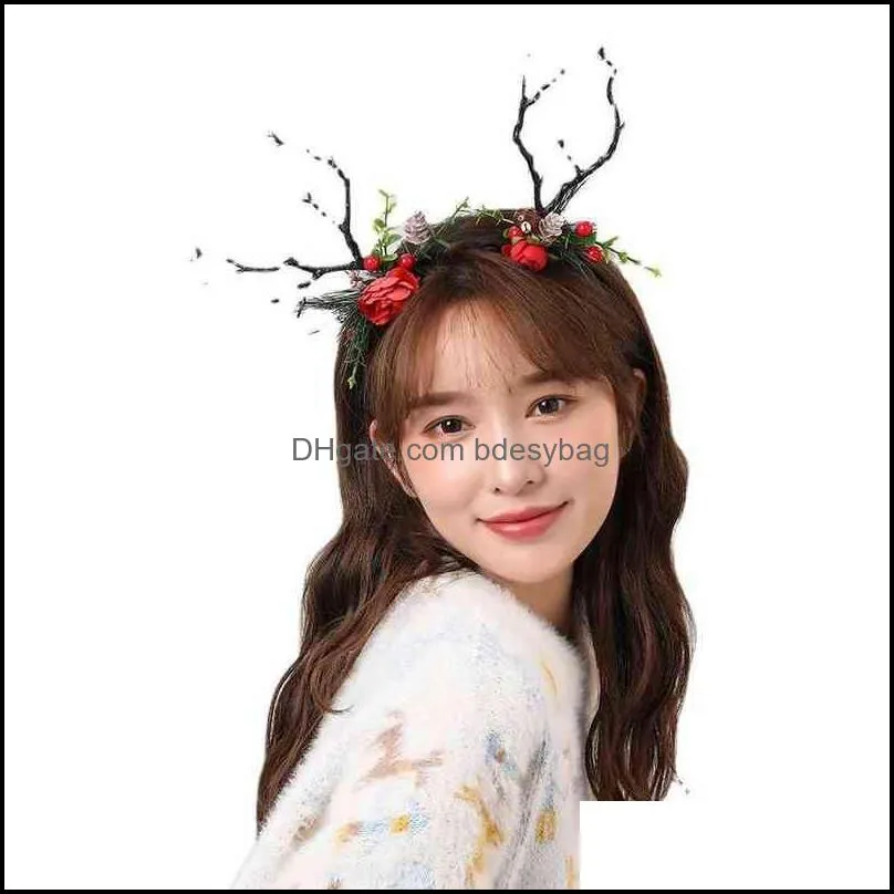 led antler headbands light up reindeer luminous glow hair accessories for women cosplay birthday party wedding festival y220725