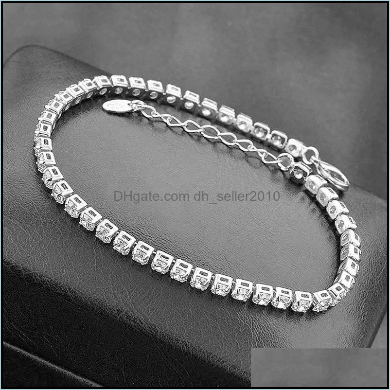 fashion elegant women bracelet full rhinestone gold silver color single row zircon bracelet