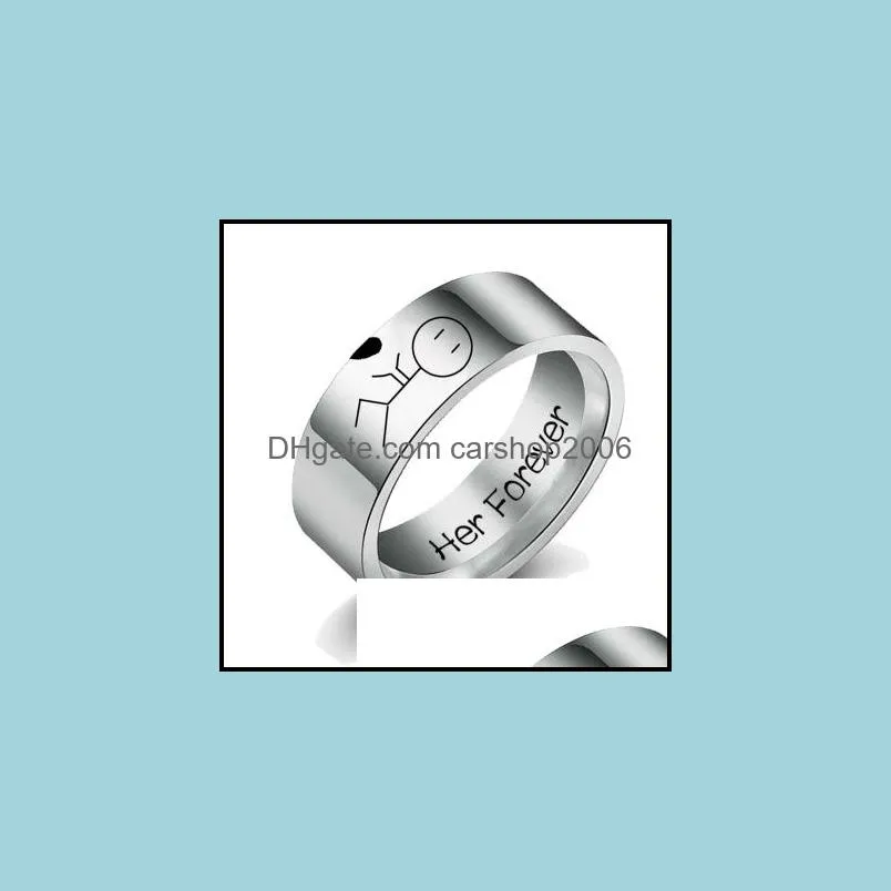 his always her forever couple ring simple wedding engagement lovers rings valentine`s present