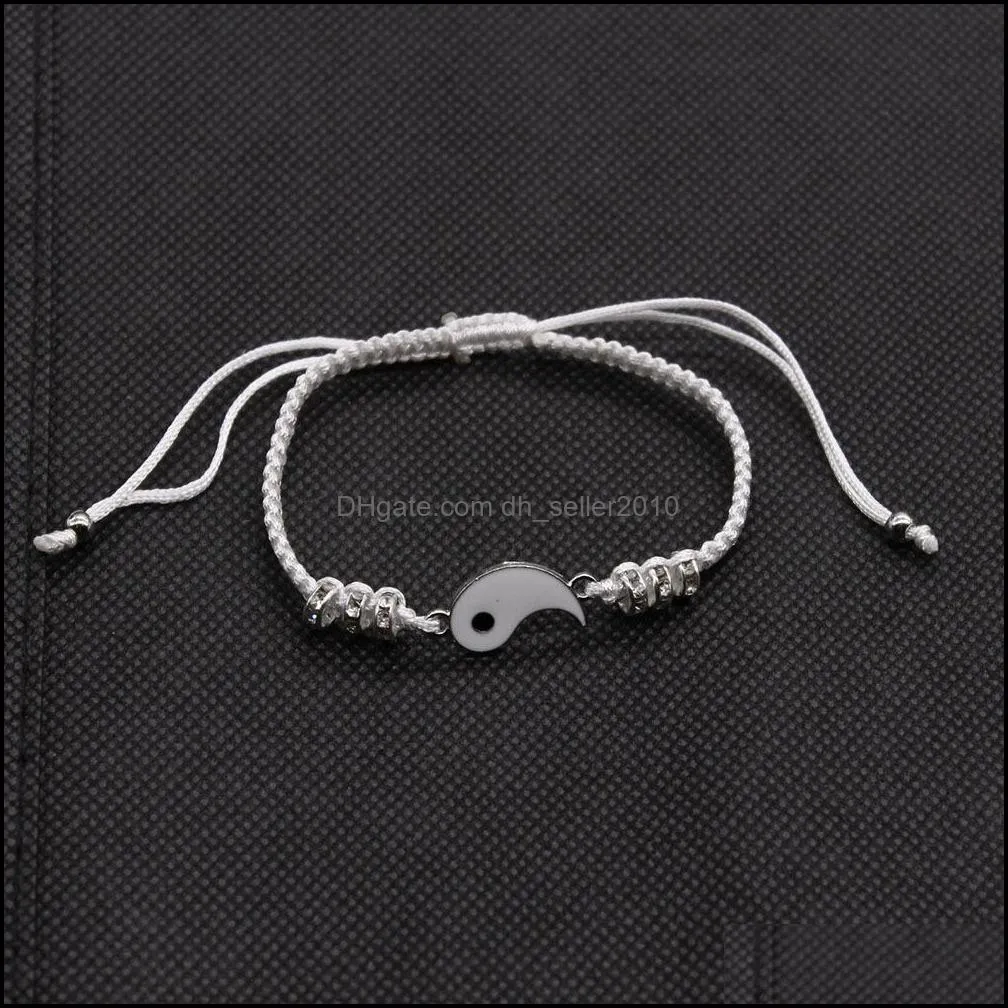 tai chi yin yang couple bracelets alloy pendant adjustable braid chain bracelet matching lover bracelets