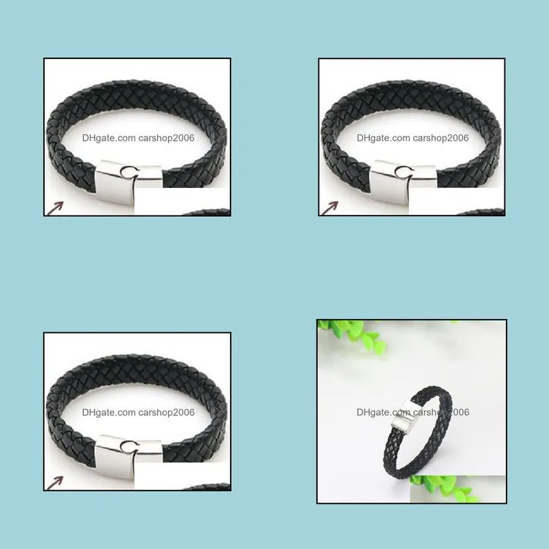 braided leather bracelets clasp bracelets bangles rope chain punk wristband magnetic bracelet