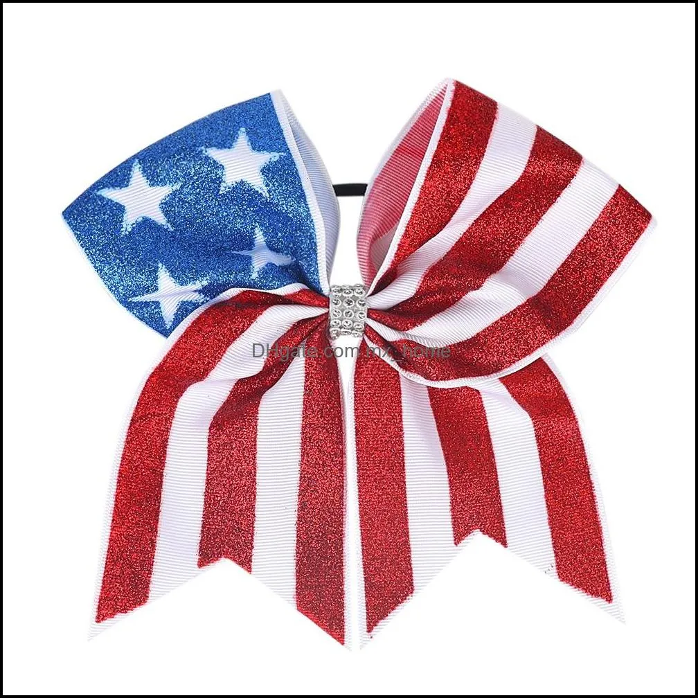 15869 independence day kids dovetail bow rubber band girls children star stripes bowknot hair ring big swallow tail headwear hairing