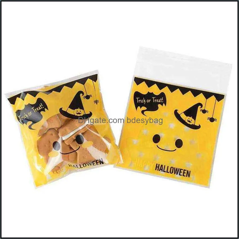 25pc halloween candy bag plastic gift snack cookie packaging bags for happy halloween party decor supplies kids trick or treat y220805