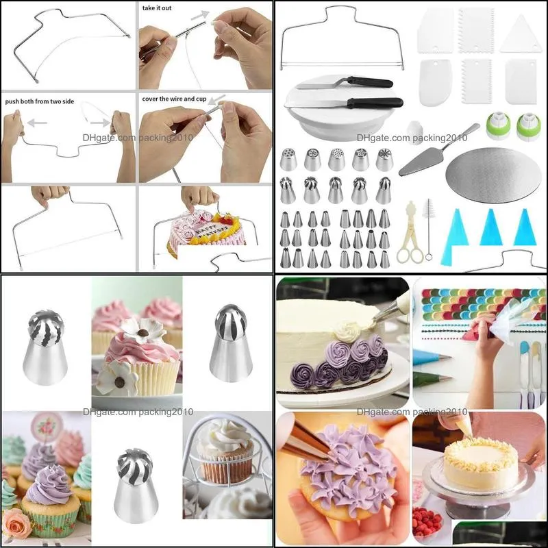 baking & pastry tools 54pcs/pack no skid proof cake turntable supplies plastic decorating kit