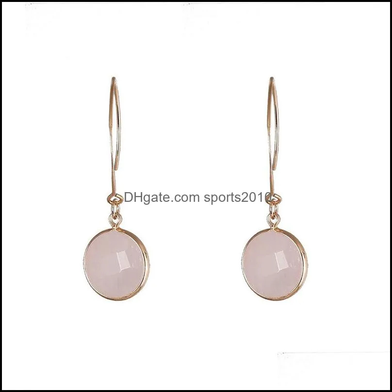 natural stone charms amazonite rose quartz crystal water drop earrings chakra jewelry gold hoop for wome sports2010