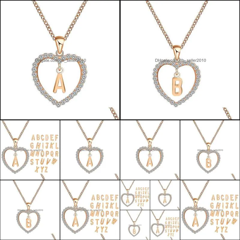pretty necklaces a-z 26 letter name beautifully long chain necklaces & pendant women girl diy luxury jewelry cubic zirconia heart