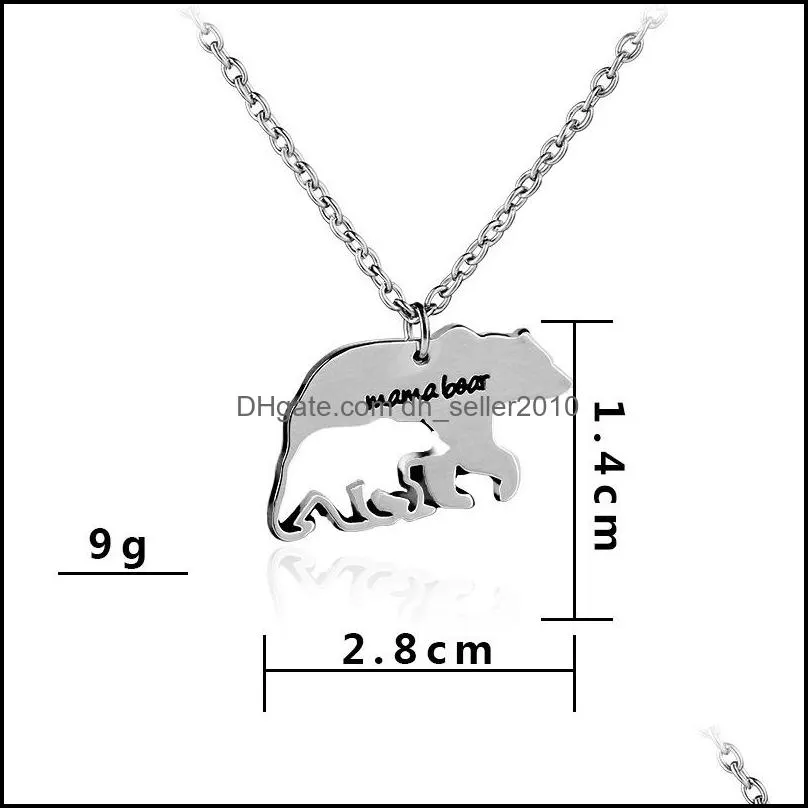 mama bear tag engraved animal pendant necklace silver mother love necklace simple fashion mom and children choker jewelry