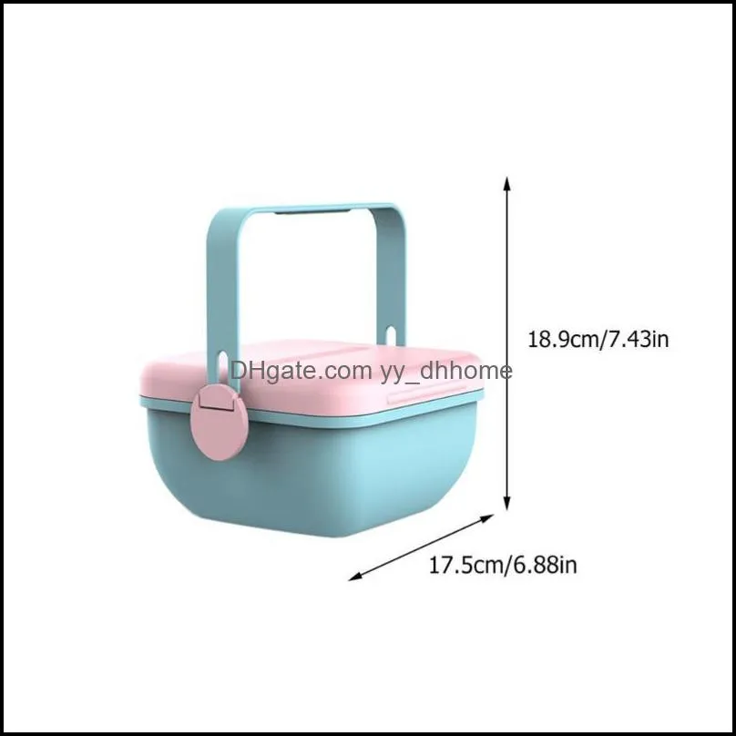 dinnerware sets 1pc home bento box -keep lunch storage container (blue pink)