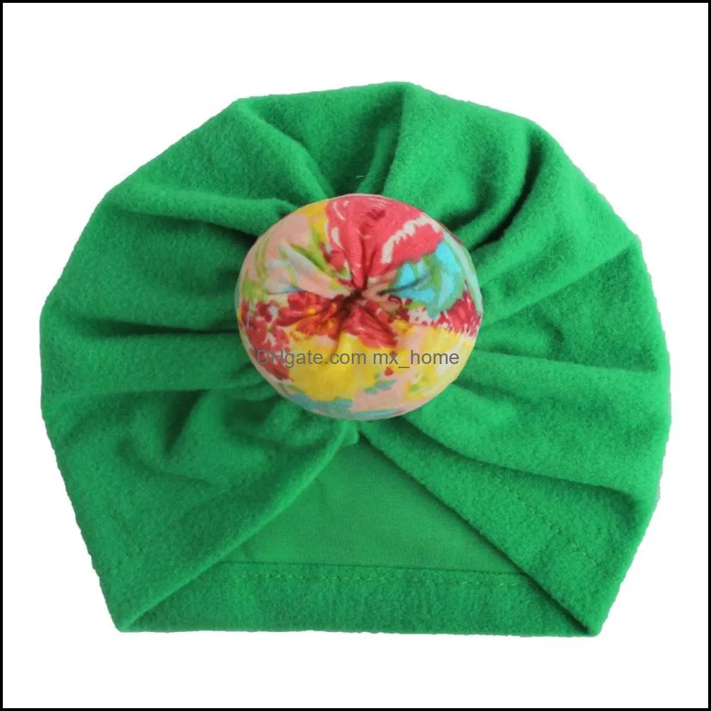 europe infant baby girls hat topknot headwear child toddler kids beanies turban donuts florals hats children accessories 15107