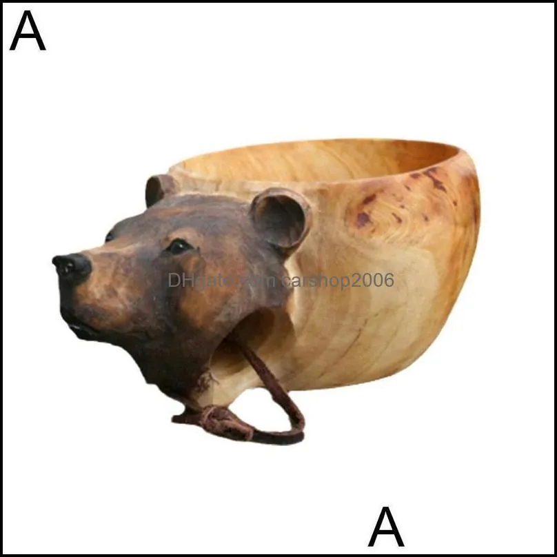 mugs 180ml hand carved cup wooden mug cups wild boar camping elk coffe
