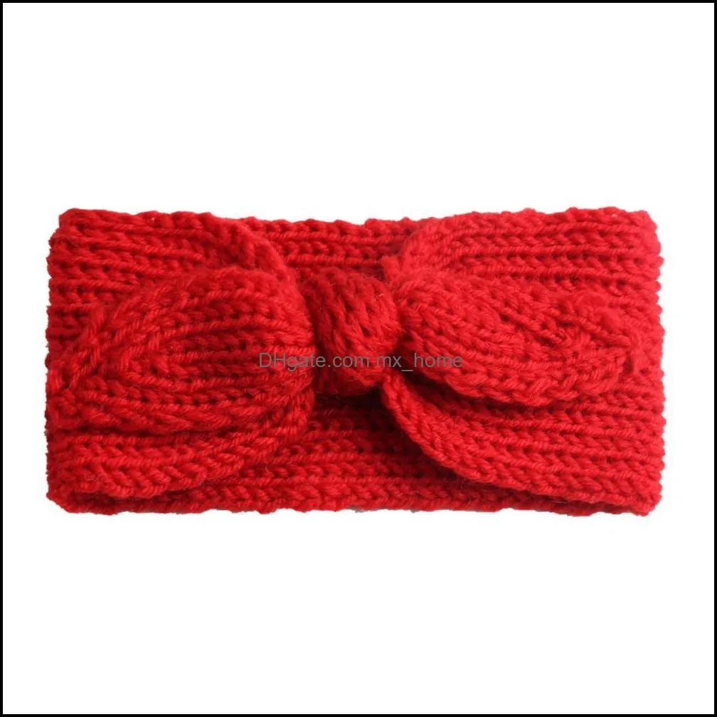 europe infant baby knitted headbands bunny ears girls hair bands childrens bowknot hair accessories lovely kids headwraps 12 color mxhome