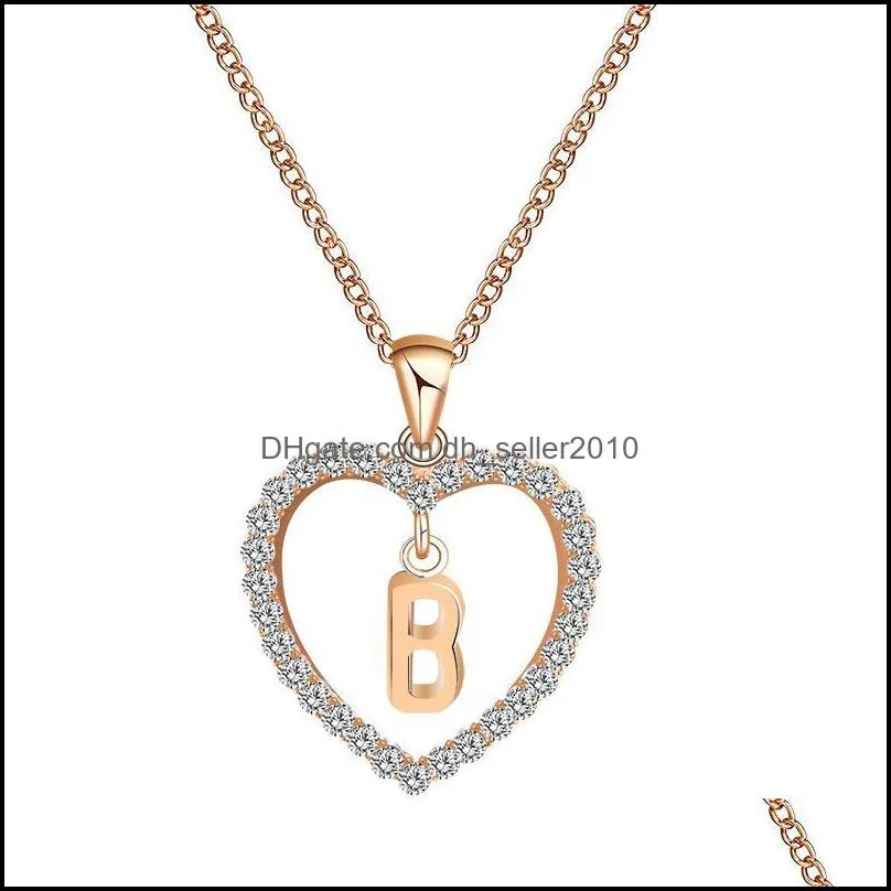 pretty necklaces a-z 26 letter name beautifully long chain necklaces & pendant women girl diy luxury jewelry cubic zirconia heart