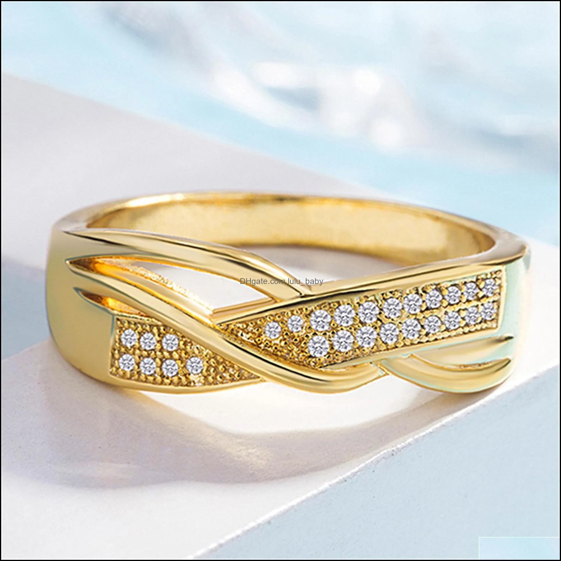 18k yellow gold silver rings creative ribbon diamond ring engagement ring ribbon couple open ring