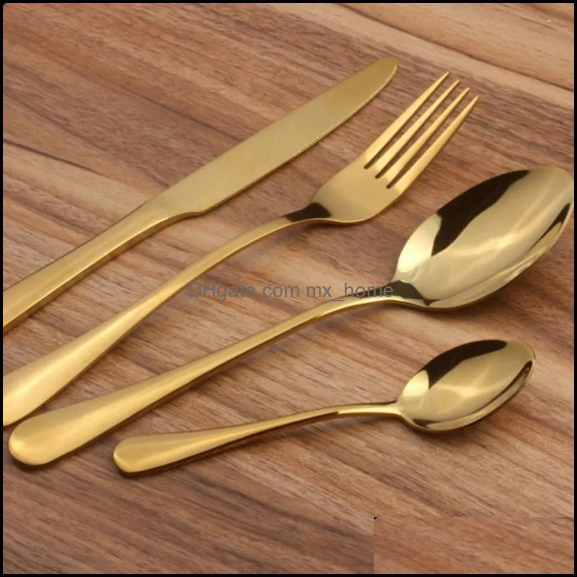 pieces flatware silverware set stainless steel cutlery include fork spoon dishwasher safe (black) dinnerware sets