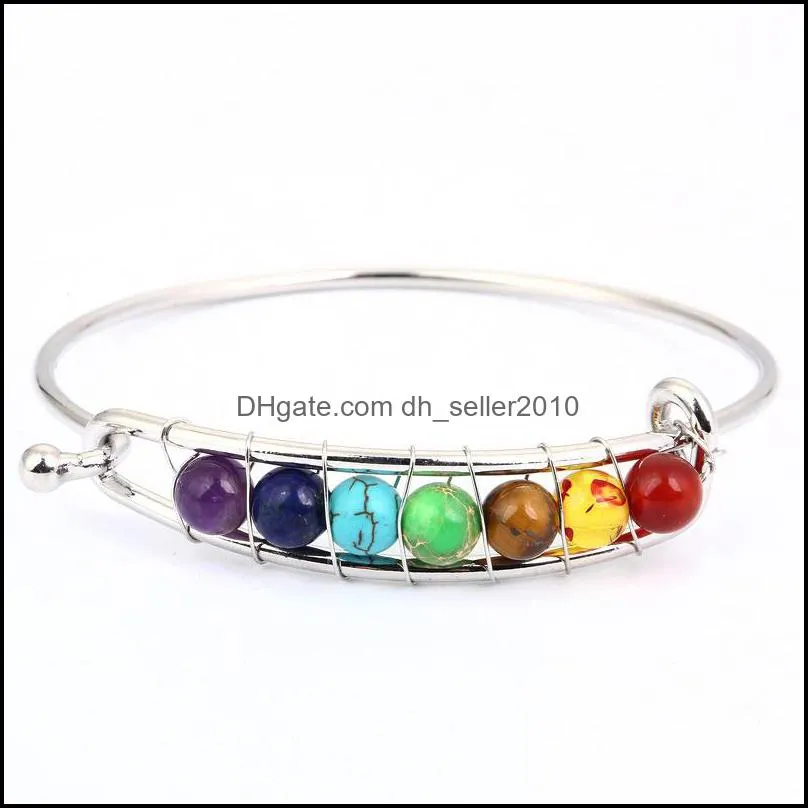 natural stone bead bracelet bangle for men women classic chakra stainless steel bangles fashion jewelry