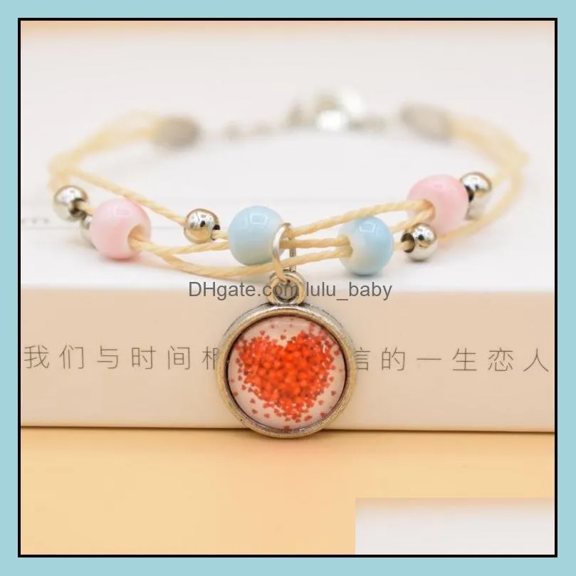 new glass bracelets handmade dandelion woven dried flowers glass beads bracelet women jewelry