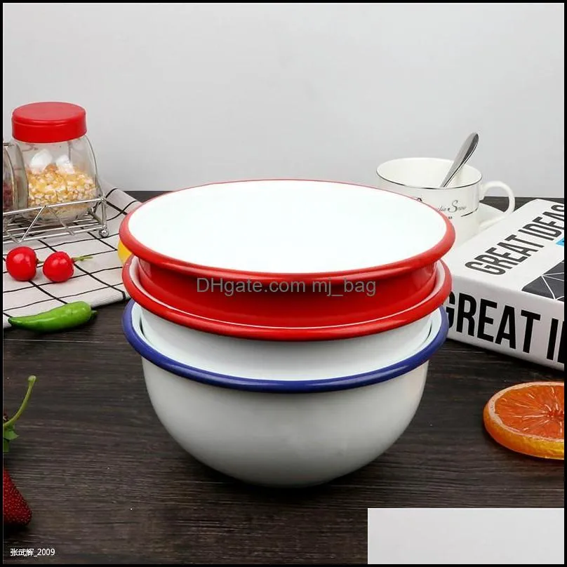 enamel soup bowl, rice noodle bucket multi-purpose bowl bowls