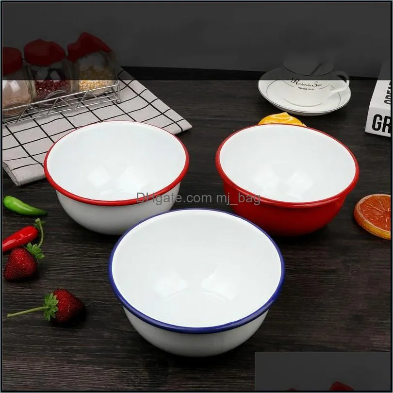 enamel soup bowl, rice noodle bucket multi-purpose bowl bowls