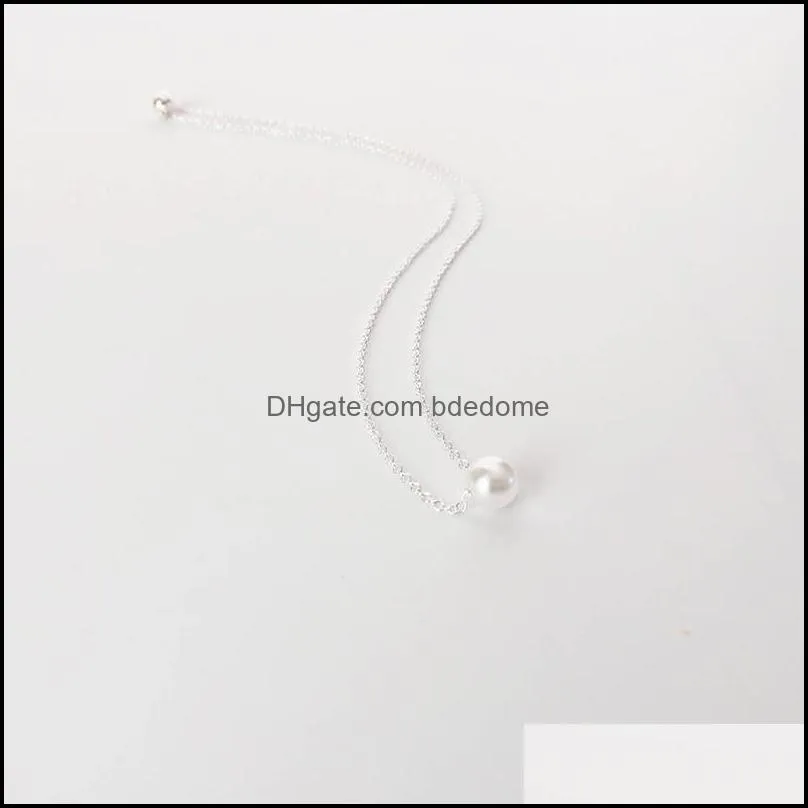 pendant necklaces floating pearl necklace, dainty single simple everyday necklaces, bridesmaid