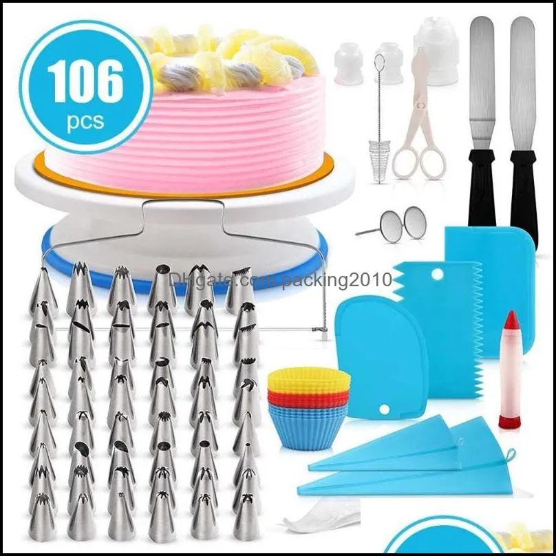 baking & pastry tools 106 pcs multi-function cake decorating kit turntable set tube fondant tool kitchen dessert supplies