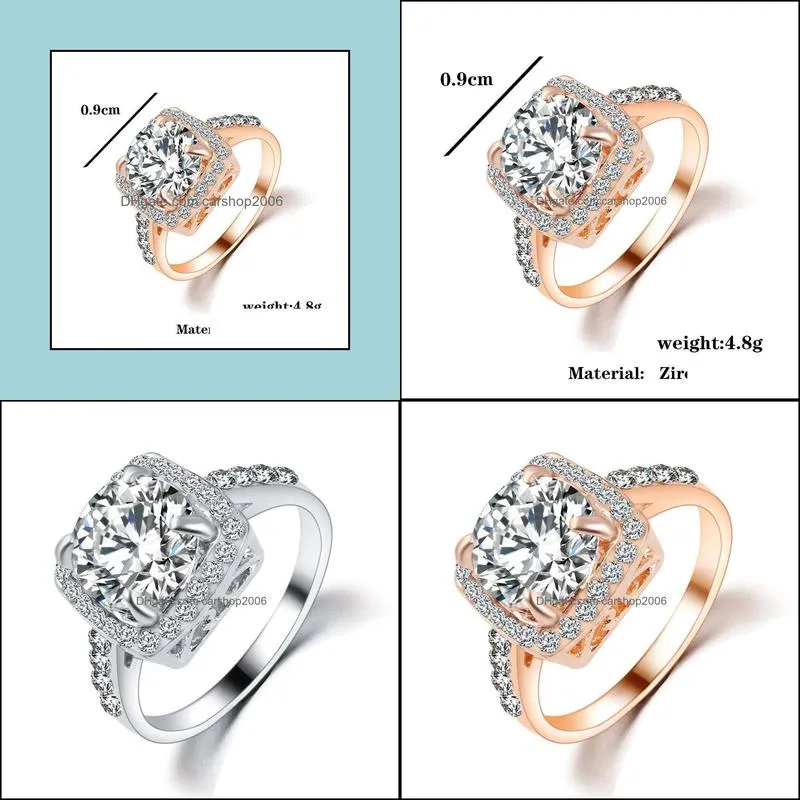 ring for women luxury 18k solid zircon gold engagement wedding lovers couple ring wedding ring set gemstone rings