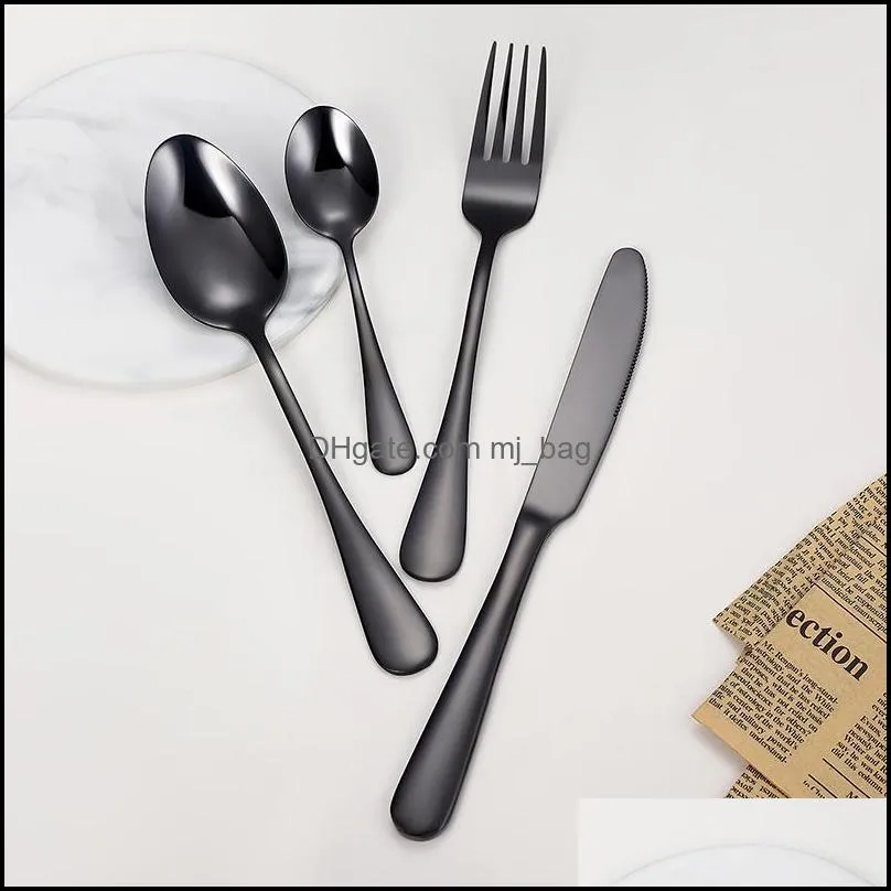dinnerware set 24pcs mirror stainless steel cutlery knife fork spoons flatware safe tableware sets