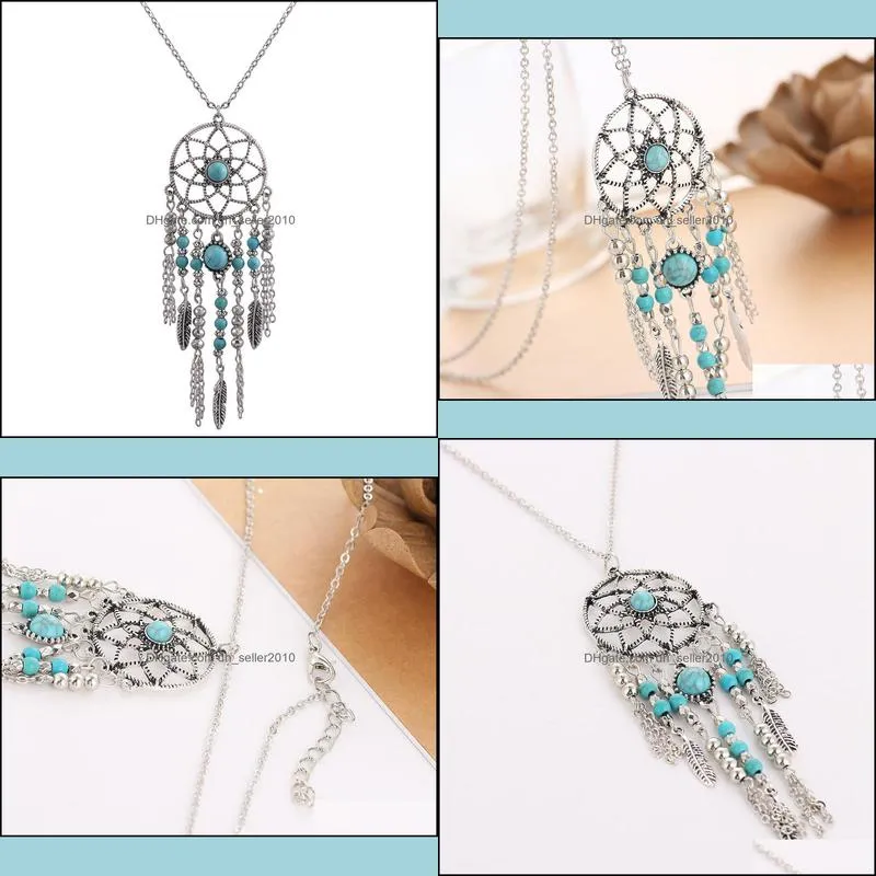 feather tassel necklaces bohemian statement necklace jewelry bohemia turquoise necklace