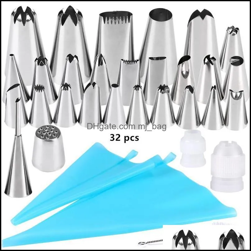 baking & pastry tools 32 pcs/set bag tips kitchen diy icing piping cream cookie tool bags nozzle set cake decorating