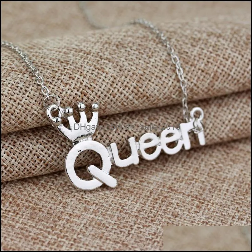 queen crown chain necklace zircon fashion luxury jewelry birthday present color gold solver chain necklace