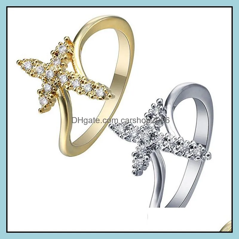 cross lucky ring for women personality punk ring charm jewelry simple silver rings