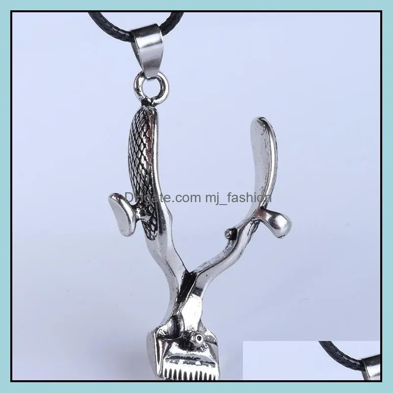 creative punk haircut shave domineering hanging necklace