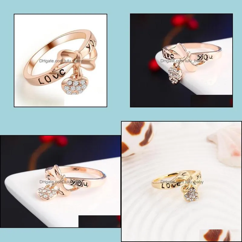 diamond engagement ring bowknot plated cubic zirconia sapphire gemstone rings wedding ring set