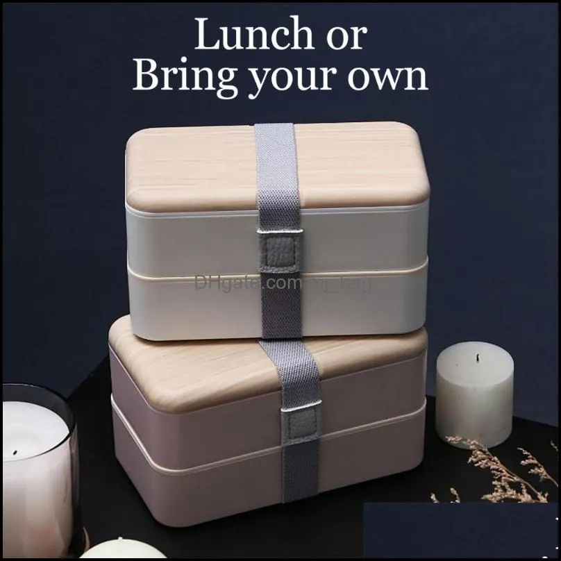 japanese style lunch box double-layer separat bento portable microwave lunchbox for office worker children bpa free dinnerware sets