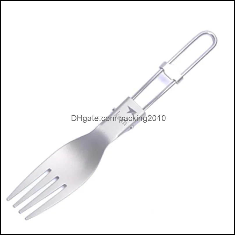 keith outdoor titanium folding spoon spork knife fork handle set camping cutlery mess kit kitchen tableware portable dinnerware sets