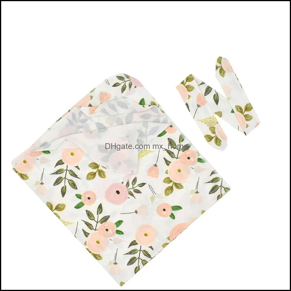 europe baby florals swaddle wrap blanket wraps blankets nursery bedding towelling baby infant wrapped cloth with diy headband mxhome