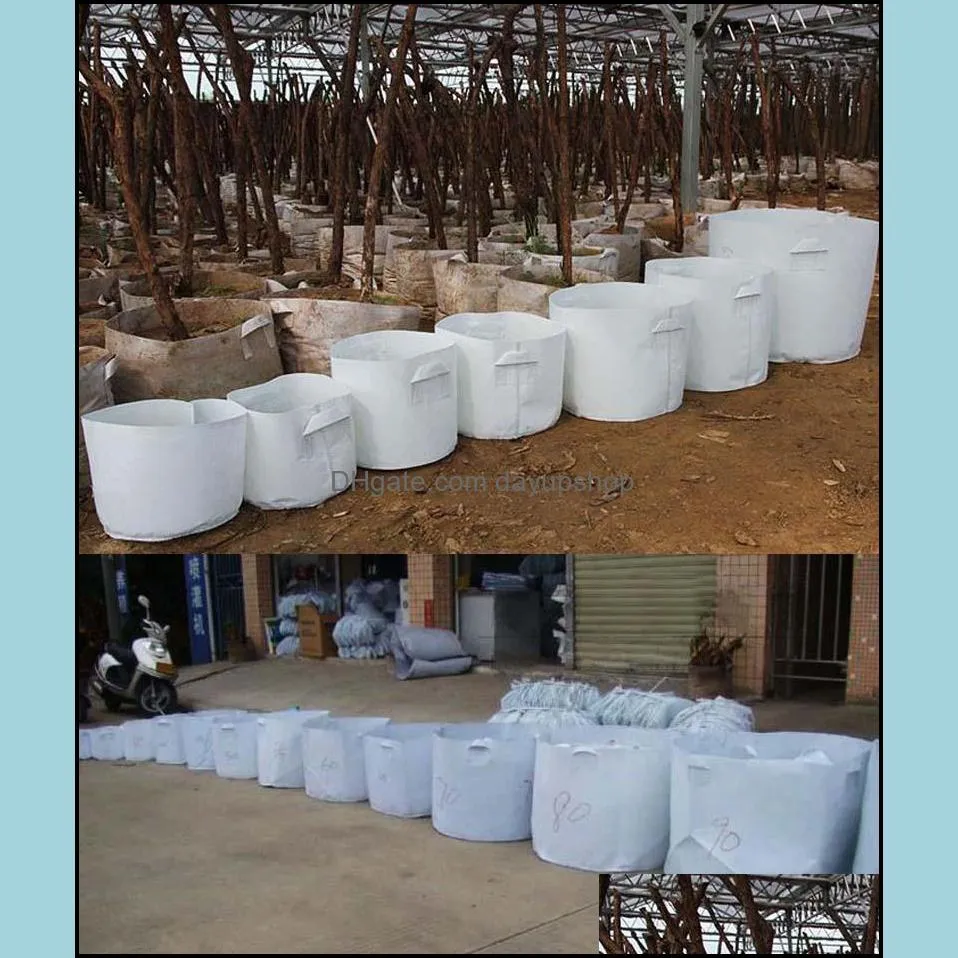 reusable round non-woven fabric pots plant pouch root container grow bag aeration container garden supplies pot