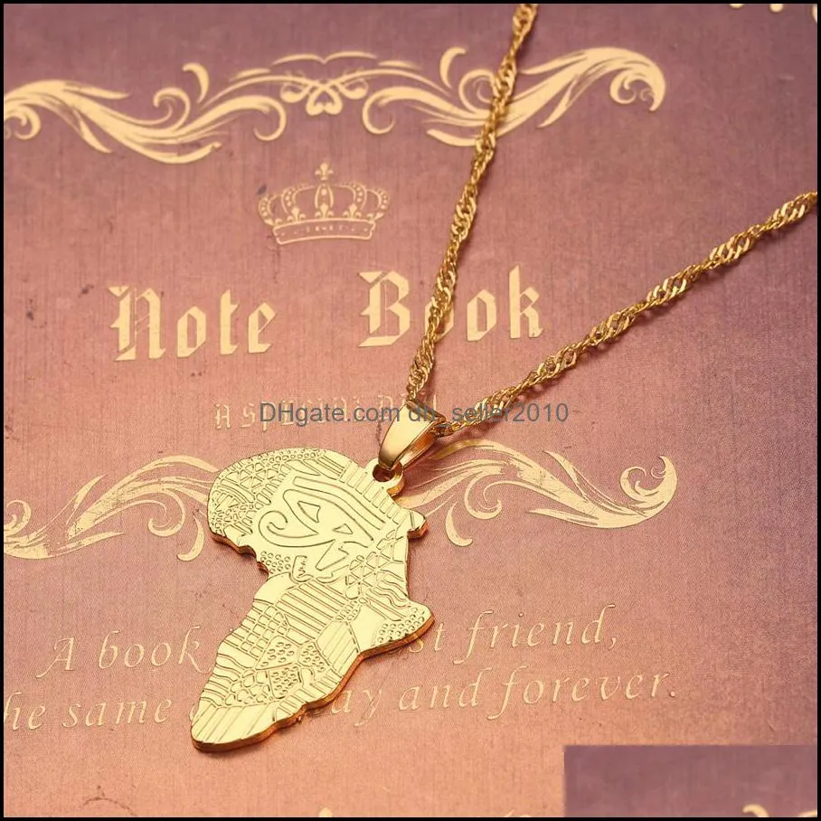 anniyo hip-hop style africa map pendant necklaces gold color jewelry for women men african maps jewellery gifts