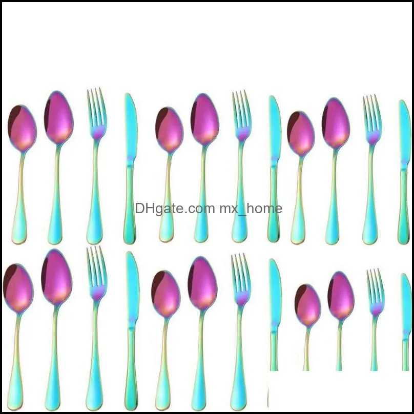 pieces flatware silverware set stainless steel cutlery include fork spoon dishwasher safe (black) dinnerware sets