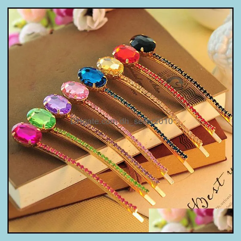 hairpin korean gum for hair korean jewelry crystal hairpin box side clamping the word folder headdress hair jewelry