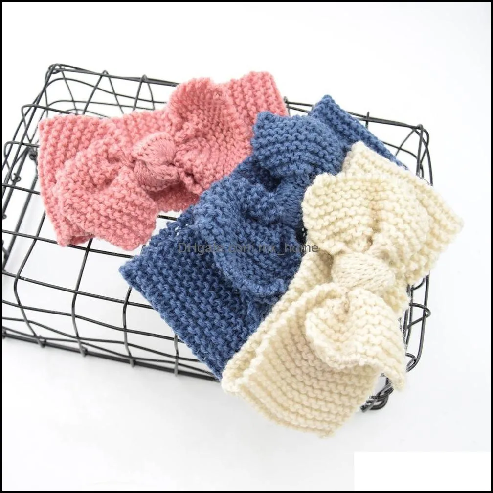 europe fashion child baby knitted headbands girls hair bands childrens bowknot hair accessories lovely kids headwraps 32 colors mxhome