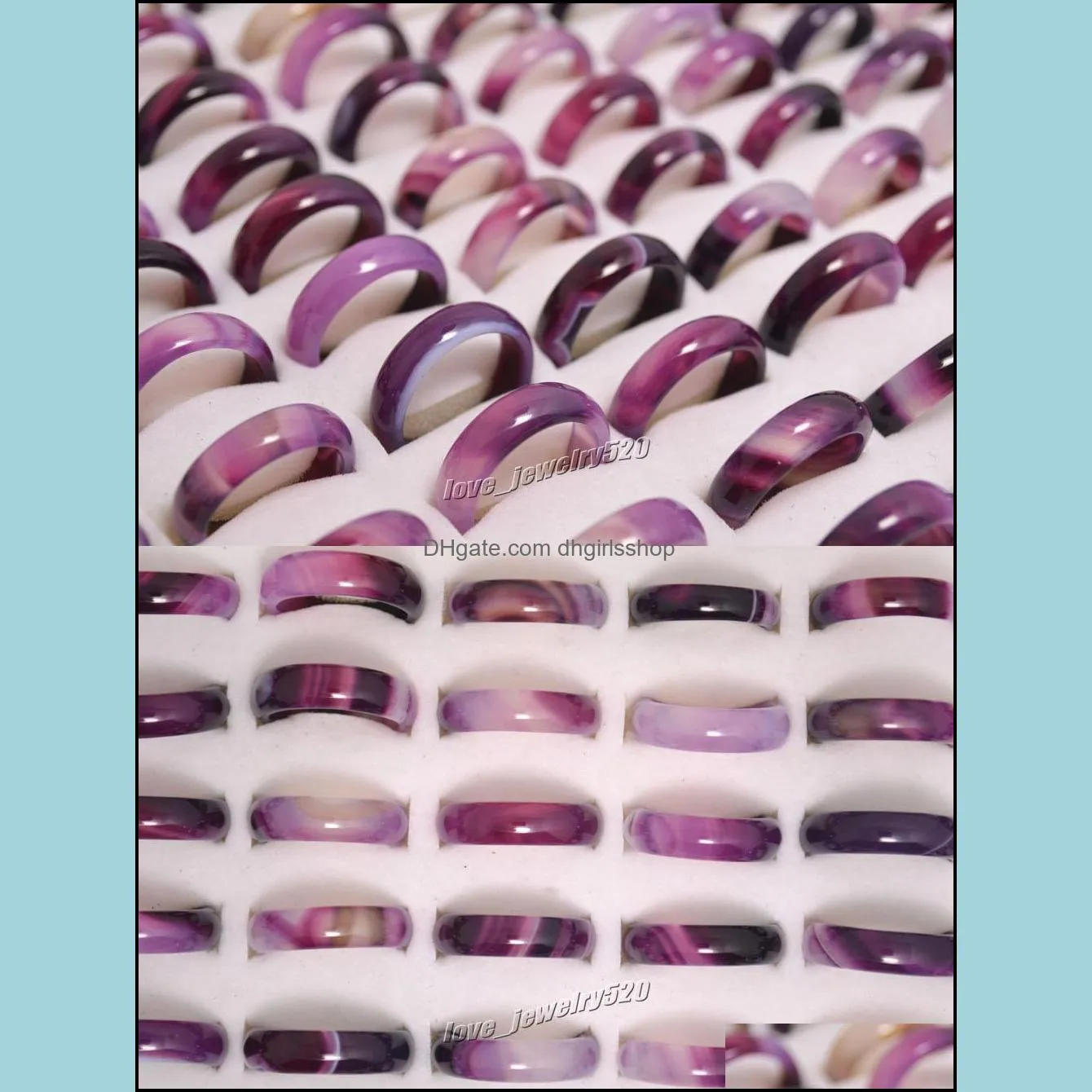 new beautiful smooth purple black round solid jade/agate gem stone band jewelry rings 20pcs lots