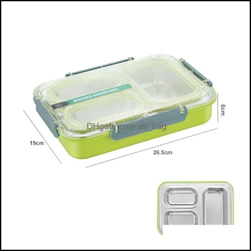 dinnerware sets 304 stainless steel lunch box compartment bento kitchen leak-proof container student children use