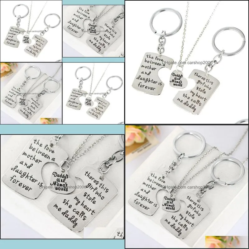 family necklaces dad mother daughter pendant necklace keychain family mother`s day father`s day keyring father mom necklaces