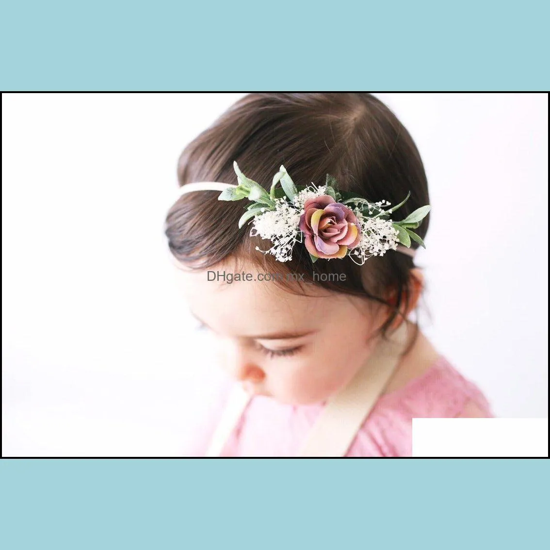 europe infant baby headband elastic flower crown baby flower crown photography props hair band hair accessory mxhome