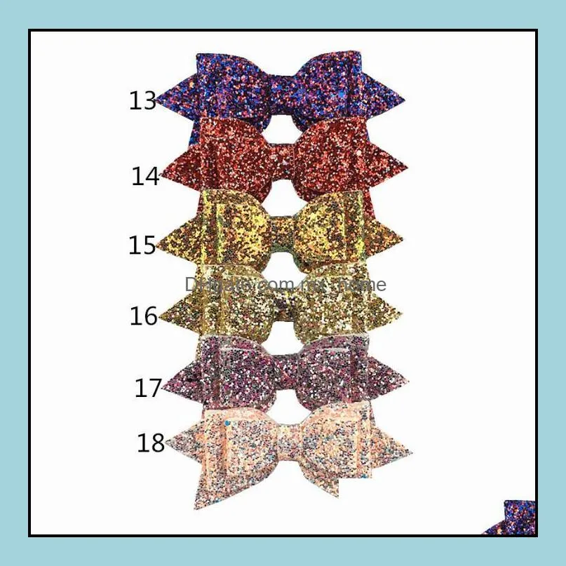 europe fashion baby girls 5inch barrettes glitter sequins bowknot hair clip kids candy color hairpins children hair accessory mxhome